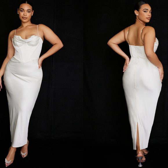 HOUSE OF CB 'Charmaine' Ivory Corset Maxi Dress NWOT - Picture 8 of 14